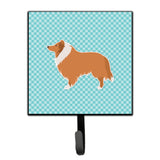 Caroline'S Treasures Collie Checkerboard Blue Leash Or Key Holder Bb3716Sh4, Small, Multicolor