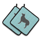 Caroline'S Treasures Croatian Sheepdog Checkerboard Blue Pair Of Pot Holders Bb3721Pthd, 7.5Hx7.5W, Multicolor