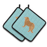 Caroline'S Treasures Caucasian Shepherd Dog Checkerboard Blue Pair Of Pot Holders Bb3725Pthd, 7.5Hx7.5W, Multicolor
