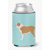 Caroline'S Treasures Central Asian Shepherd Dog Checkerboard Blue Can Or Bottle Hugger Bb3728Cc, Can Hugger, Multicolor