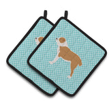 Caroline'S Treasures Central Asian Shepherd Dog Checkerboard Blue Pair Of Pot Holders Bb3728Pthd, 7.5Hx7.5W, Multicolor