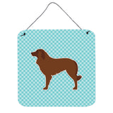 Caroline'S Treasures Portuguese Sheepdog Dog Checkerboard Blue Wall Or Door Hanging Prints Bb3731Ds66, 6 X 6, Multicol
