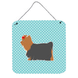 Caroline'S Treasures Yorkshire Terrier Yorkie Checkerboard Blue Wall Or Door Hanging Prints Bb3734Ds66, 6 X 6, Multico