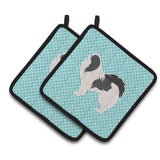 Caroline'S Treasures Japanese Chin Checkerboard Blue Pair Of Pot Holders Bb3737Pthd, 7.5Hx7.5W, Multicolor