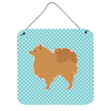 Caroline'S Treasures Pomeranian Checkerboard Blue Wall Or Door Hanging Prints Bb3742Ds66, 6 X 6, Multicolor