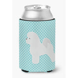 Caroline'S Treasures Bichon Frise Checkerboard Blue Can Or Bottle Hugger Bb3745Cc, Can Hugger, Multicolor