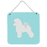 Caroline'S Treasures Bichon Frise Checkerboard Blue Wall Or Door Hanging Prints Bb3745Ds66, 6 X 6, Multicolor