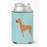 Caroline'S Treasures Boxer Checkerboard Blue Can Or Bottle Hugger Bb3753Cc, Can Hugger, Multicolor