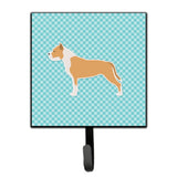Caroline'S Treasures Staffordshire Bull Terrier Checkerboard Blue Leash Or Key Holder Bb3754Sh4, Small, Multicolor