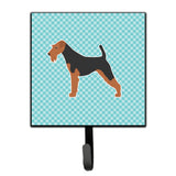Caroline'S Treasures Airedale Terrier Checkerboard Blue Leash Or Key Holder Bb3757Sh4, Small, Multicolor