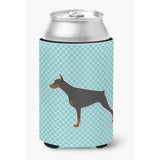 Caroline'S Treasures Doberman Pinscher Checkerboard Blue Can Or Bottle Hugger Bb3760Cc, Can Hugger, Multicolor
