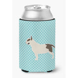 Caroline'S Treasures Bull Terrier Checkerboard Blue Can Or Bottle Hugger Bb3778Cc, Can Hugger, Multicolor