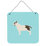 Caroline'S Treasures Bull Terrier Checkerboard Blue Wall Or Door Hanging Prints Bb3778Ds66, 6 X 6, Multicolor