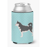 Caroline'S Treasures Siberian Husky Checkerboard Blue Can Or Bottle Hugger Bb3780Cc, Can Hugger, Multicolor