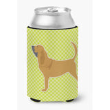 Caroline'S Treasures Bloodhound Checkerboard Green Can Or Bottle Hugger Bb3784Cc, Can Hugger, Multicolor