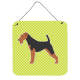 Caroline'S Treasures Welsh Terrier Checkerboard Green Wall Or Door Hanging Prints Bb3785Ds66, 6 X 6, Multicolor