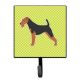 Caroline'S Treasures Welsh Terrier Checkerboard Green Leash Or Key Holder Bb3785Sh4, Small, Multicolor