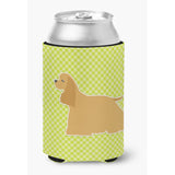 Caroline'S Treasures Cocker Spaniel Checkerboard Green Can Or Bottle Hugger Bb3786Cc, Can Hugger, Multicolor