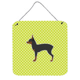 Caroline'S Treasures Toy Fox Terrier Checkerboard Green Wall Or Door Hanging Prints Bb3787Ds66, 6 X 6, Multicolor