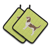 Caroline'S Treasures Grand Basset Griffon Vendeen Checkerboard Green Pair Of Pot Holders Bb3790Pthd, 7.5Hx7.5W, Multicolor