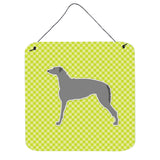 Caroline'S Treasures Scottish Deerhound Checkerboard Green Wall Or Door Hanging Prints Bb3796Ds66, 6 X 6, Multicolor