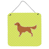 Caroline'S Treasures Golden Retriever Checkerboard Green Wall Or Door Hanging Prints Bb3804Ds66, 6 X 6, Multicolor
