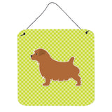 Caroline'S Treasures Norfolk Terrier Checkerboard Green Wall Or Door Hanging Prints Bb3809Ds66, 6 X 6, Multicolor