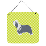 Caroline'S Treasures Bearded Collie Checkerboard Green Wall Or Door Hanging Prints Bb3817Ds66, 6 X 6, Multicolor