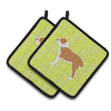 Caroline'S Treasures Central Asian Shepherd Dog Checkerboard Green Pair Of Pot Holders Bb3828Pthd, 7.5Hx7.5W, Multicolor