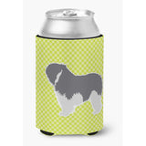 Caroline'S Treasures Bb3832Cc Polish Lowland Sheepdog Dog Checkerboard Green Can Or Bottle Hugger, Multicolor