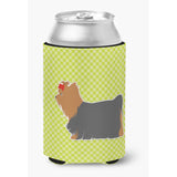 Caroline'S Treasures Yorkshire Terrier Yorkie Checkerboard Green Can Or Bottle Hugger Bb3834Cc, Can Hugger, Multicolor