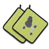 Caroline'S Treasures Poodle Checkerboard Green Pair Of Pot Holders Bb3839Pthd, 7.5Hx7.5W, Multicolor