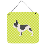 Caroline'S Treasures French Bulldog Checkerboard Green Wall Or Door Hanging Prints Bb3841Ds66, 6 X 6, Multicolor