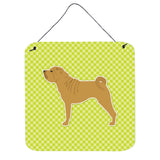 Caroline'S Treasures Shar Pei Checkerboard Green Wall Or Door Hanging Prints Bb3852Ds66, 6 X 6, Multicolor