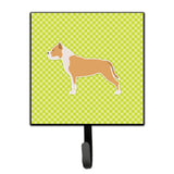 Caroline'S Treasures Staffordshire Bull Terrier Checkerboard Green Leash Or Key Holder Bb3854Sh4, Small, Multicolor