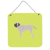 Caroline'S Treasures English Mastiff Checkerboard Green Wall Or Door Hanging Prints Bb3856Ds66, 6 X 6, Multicolor