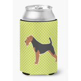 Caroline'S Treasures Airedale Terrier Checkerboard Green Can Or Bottle Hugger Bb3857Cc, Can Hugger, Multicolor