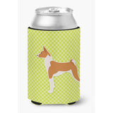 Caroline'S Treasures Basenji Checkerboard Green Can Or Bottle Hugger Bb3874Cc, Can Hugger, Multicolor