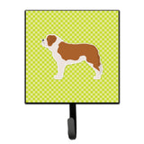 Caroline'S Treasures Saint Bernard Checkerboard Green Leash Or Key Holder Bb3876Sh4, Small, Multicolor