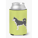 Caroline'S Treasures Siberian Husky Checkerboard Green Can Or Bottle Hugger Bb3880Cc, Can Hugger, Multicolor