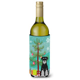 Caroline'S Treasures Bb4159Literk Merry Christmas Tree Standard Schnauzer Black Grey Wine Bottle Beverage Insulator Hugger, 75