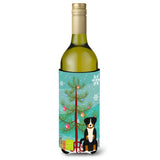 Caroline'S Treasures Bb4168Literk Merry Christmas Tree Appenzeller Sennenhund Wine Bottle Beverage Insulator Hugger, 750Ml, Mu
