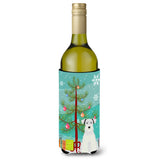 Caroline'S Treasures Bb4178Literk Merry Christmas Tree Miniature Schnauzer White Wine Bottle Beverage Insulator Hugger, 750Ml,