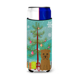 Caroline'S Treasures Bb4185Muk Merry Christmas Tree Glen Of Imal Tan Michelob Ultra Hugger For Slim Cans, Multicolor