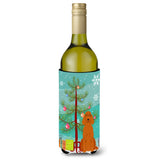 Caroline'S Treasures Bb4189Literk Merry Christmas Tree Irish Setter Wine Bottle Beverage Insulator Hugger, 750Ml, Multicolor