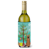 Caroline'S Treasures Bb4192Literk Merry Christmas Tree German Shepherd Wine Bottle Beverage Insulator Hugger, 750Ml, Multicolo