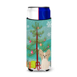 Caroline'S Treasures Bb4202Muk Merry Christmas Tree Papillon Sable White Michelob Ultra Hugger For Slim Cans, Multicolor