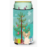 Caroline'S Treasures Merry Christmas Tree Papillon Sable White Tall Boy Beverage Insulator Hugger Bb4202Tbc, Multicolor