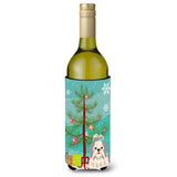 Caroline'S Treasures Bb4210Literk Merry Christmas Tree Shih Tzu Silver White Wine Bottle Beverage Insulator Hugger, 750Ml, Mul