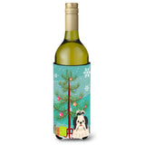 Caroline'S Treasures Bb4213Literk Merry Christmas Tree Shih Tzu Black White Wine Bottle Beverage Insulator Hugger, 750Ml, Mult